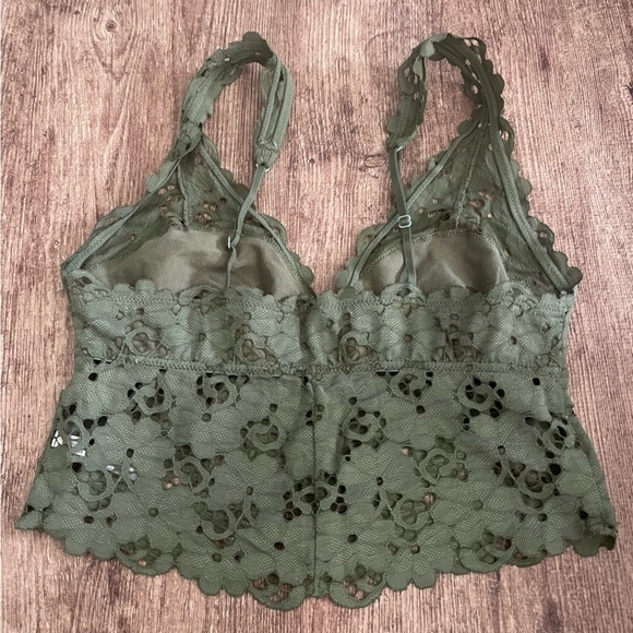 Aerie Green Lace Long Lined Bralette Size Small - Picture 2 of 4